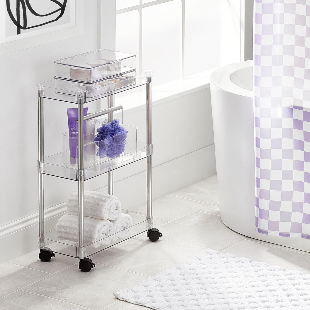 mDesign Badezimmer Aufbewahrungsbox – Korb mit Griff zur Kosmetikaufbewahrung – Bad Organizer mit zw