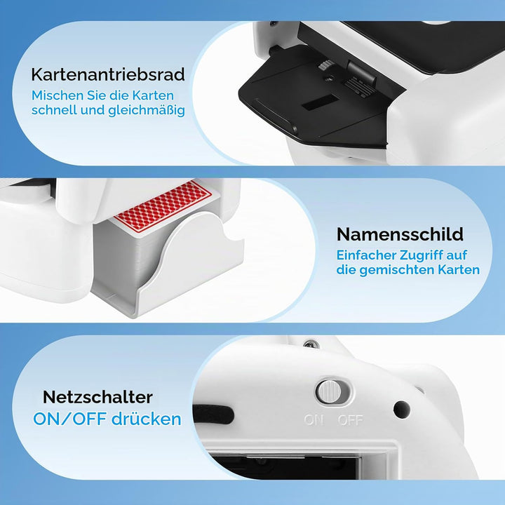 Kartenmischmaschine Elektrische, Automatische Kartenmischer für 1–2 Decks, One-Press Wiederaufladbar