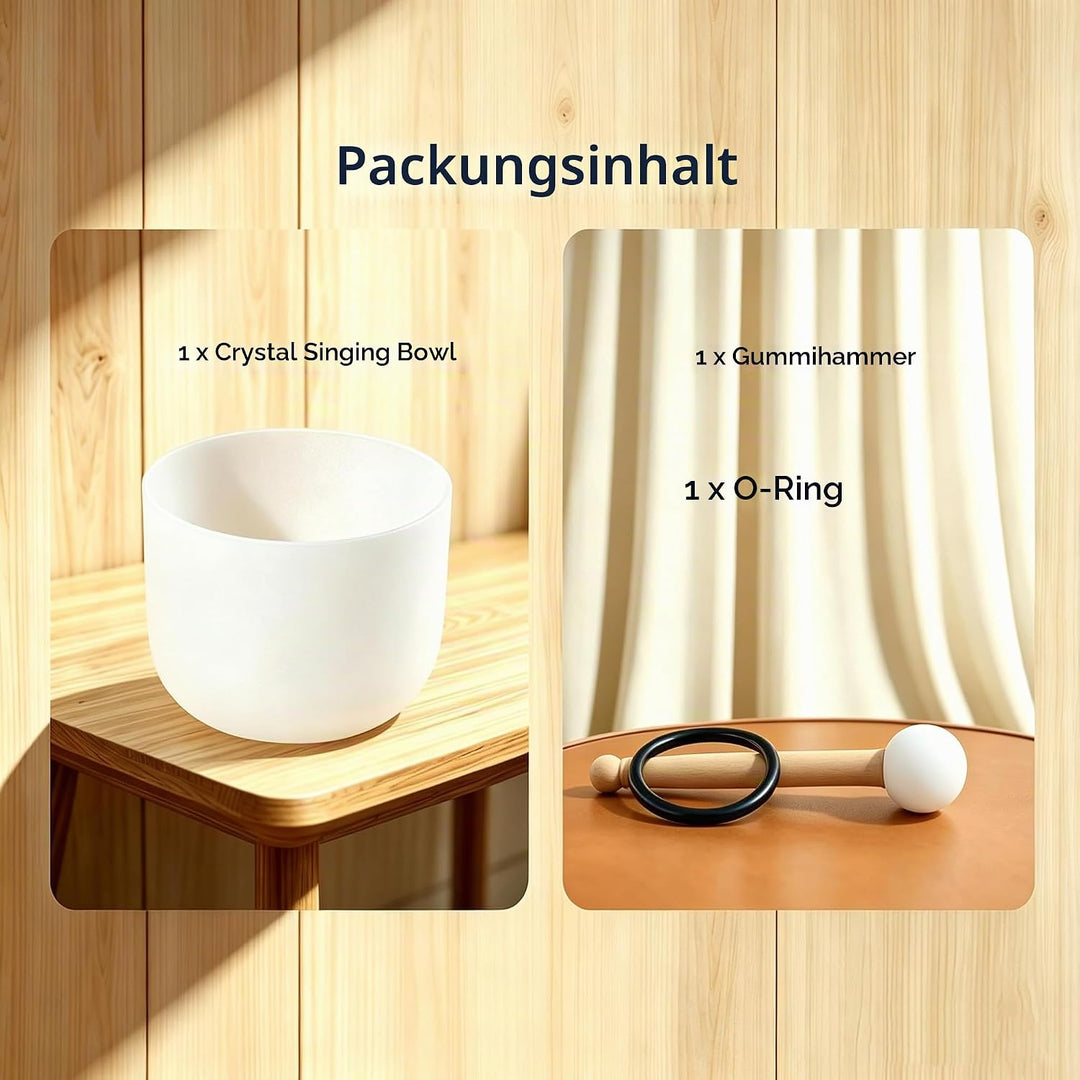 528hz Wurzel Chakra Frosted Quarz Kristall Singing Bowl C Note 8 Zoll mit Gummi Mallet