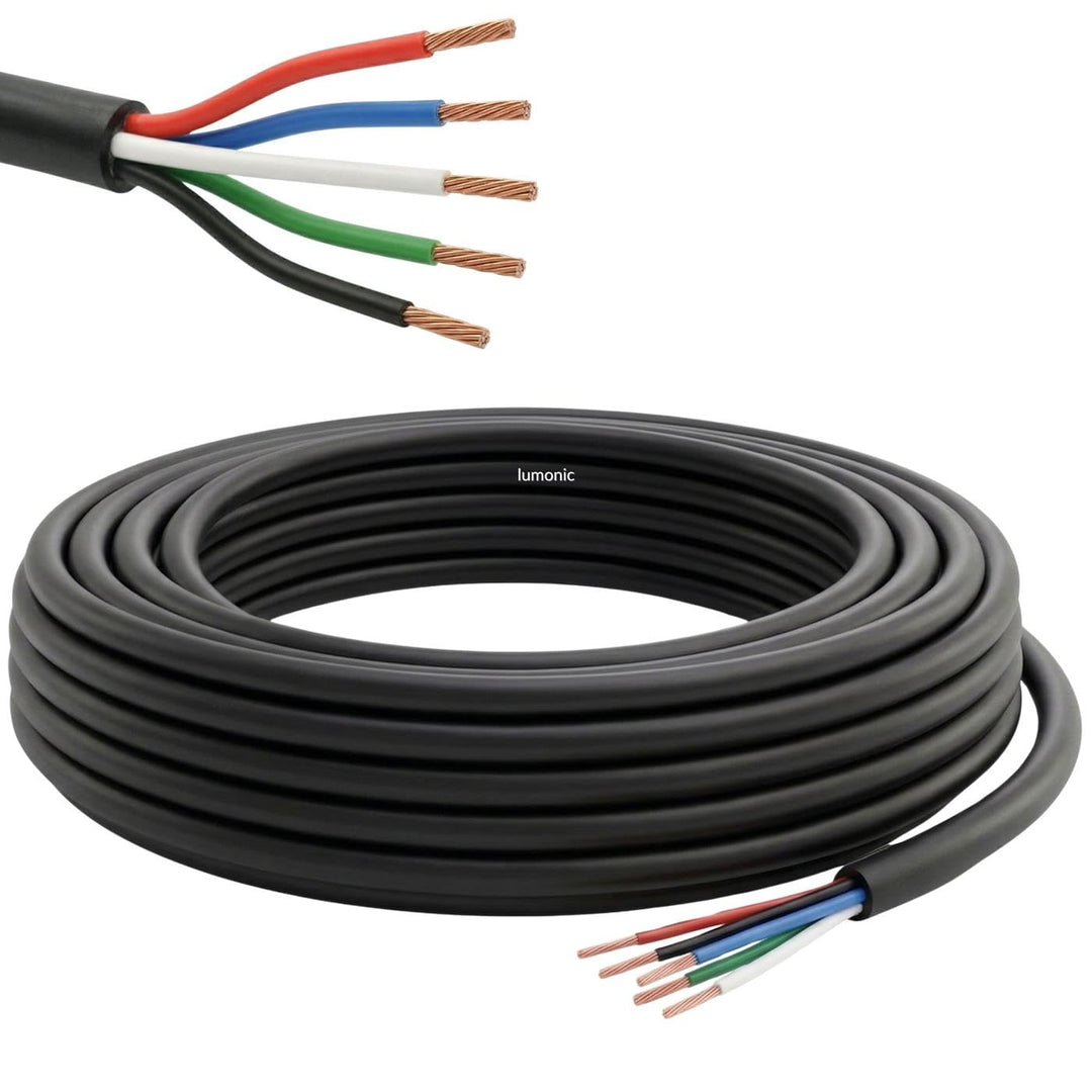 Lumonic 5x 0,34mm² LED Steuerleitung schwarz 20m I ummanteltes 5 adriges Kabel flexibel I Geschirmte