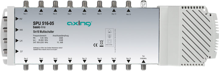 Axing SPU 516-05 Multischalter 5 in 16, SAT aktiv, Quad-tauglich (Schaltnetzteil) 16 Teilnehmer Sing