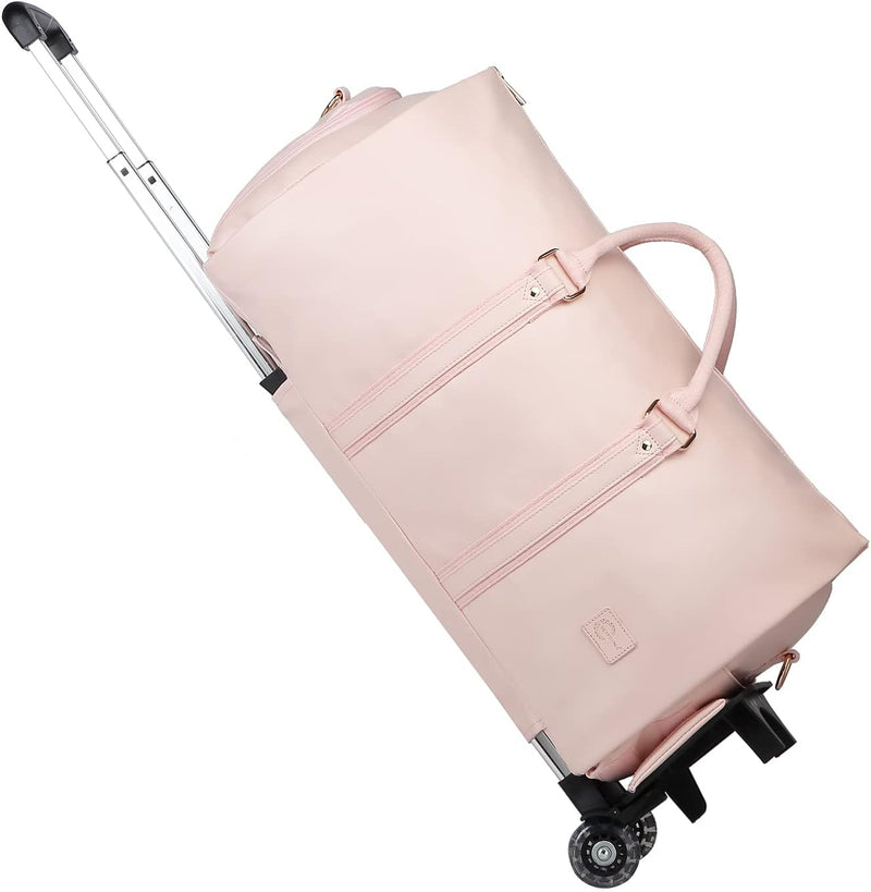 seyfocnia Kleidersack mit Rollen, Reise-Kleidersack mit Schuhfach, Rolltasche mit Rollen Rose, Rose