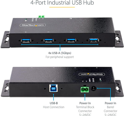 StarTech.com 4-Port USB 3.0 Hub mit 5 Gbit/s - Robuster USB Verteiler 3.0 mit ESD-/Überspannungsschu