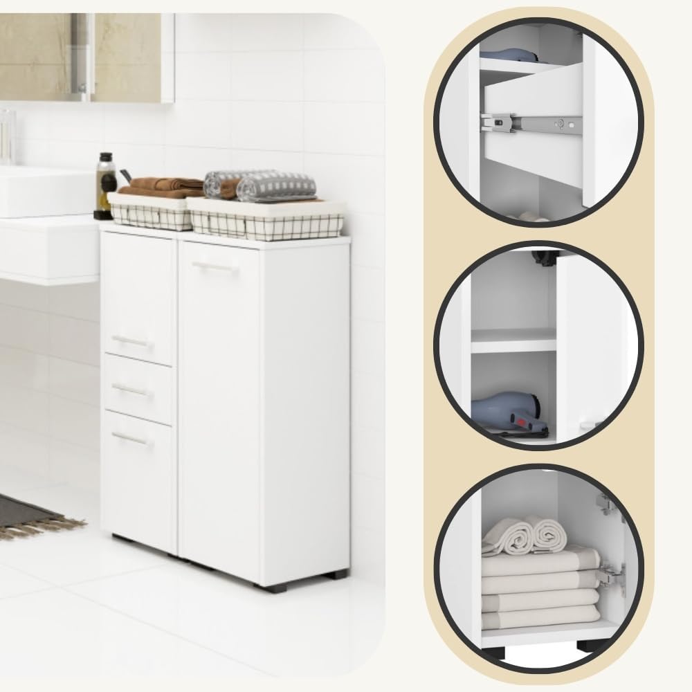 AKORD Badezimmerschrank schränke | Badezimmer kommode | FIN 85 2D1SZ, 2 Türen und 1 Schublade, B30 x