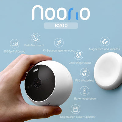 Noorio Überwachungskamera Aussen, B200 Outdoor Aussen/innen Akku WlAN kabellos WIFI Kamera Überwachu