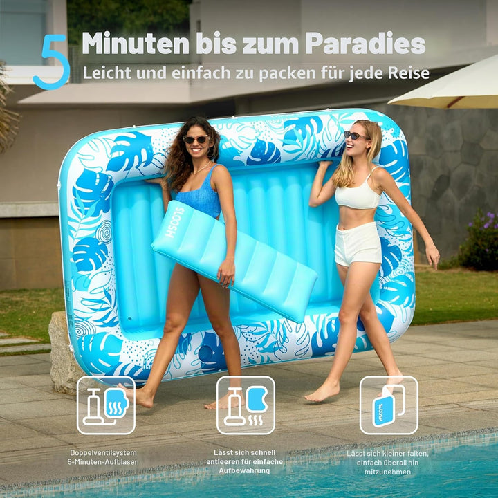 SLOOSH Aufblasbare Tanning Pool, 70" x 46"/ 85" x 57" Grosse aufblasbarer Luftmatratze für Erwachsen