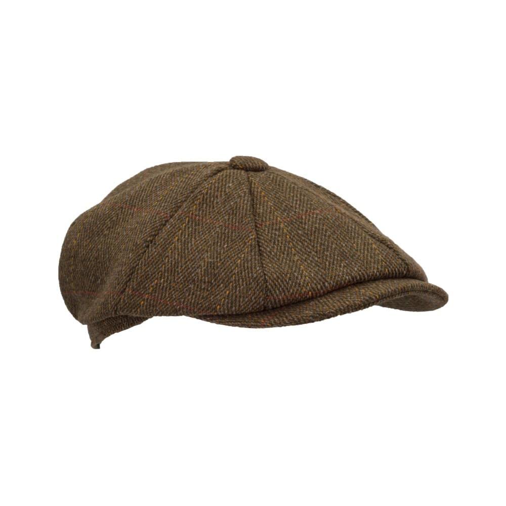 WALKER AND HAWKES - Unisex Bakerboy-Ballonmütze aus Tweed - 8-Panel-Konstruktion, Brauner Tweed