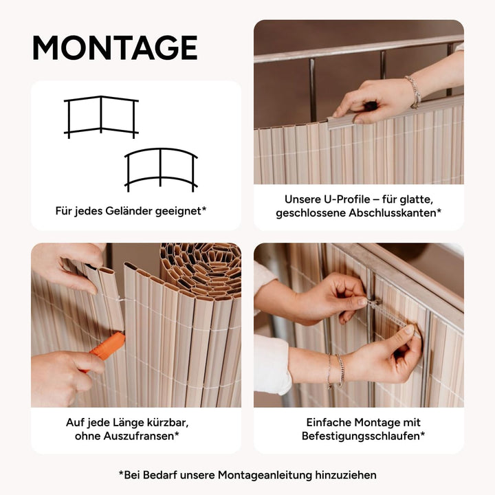 Videx 11205 Balkonverkleidung Rügen 90 x 300 cm Bambus