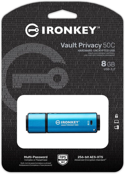 Kingston IronKey Vault Privacy 50 FIPS 197 Typ-C -zertifizierter und mit XTS-AES 256-Bit verschlüsse