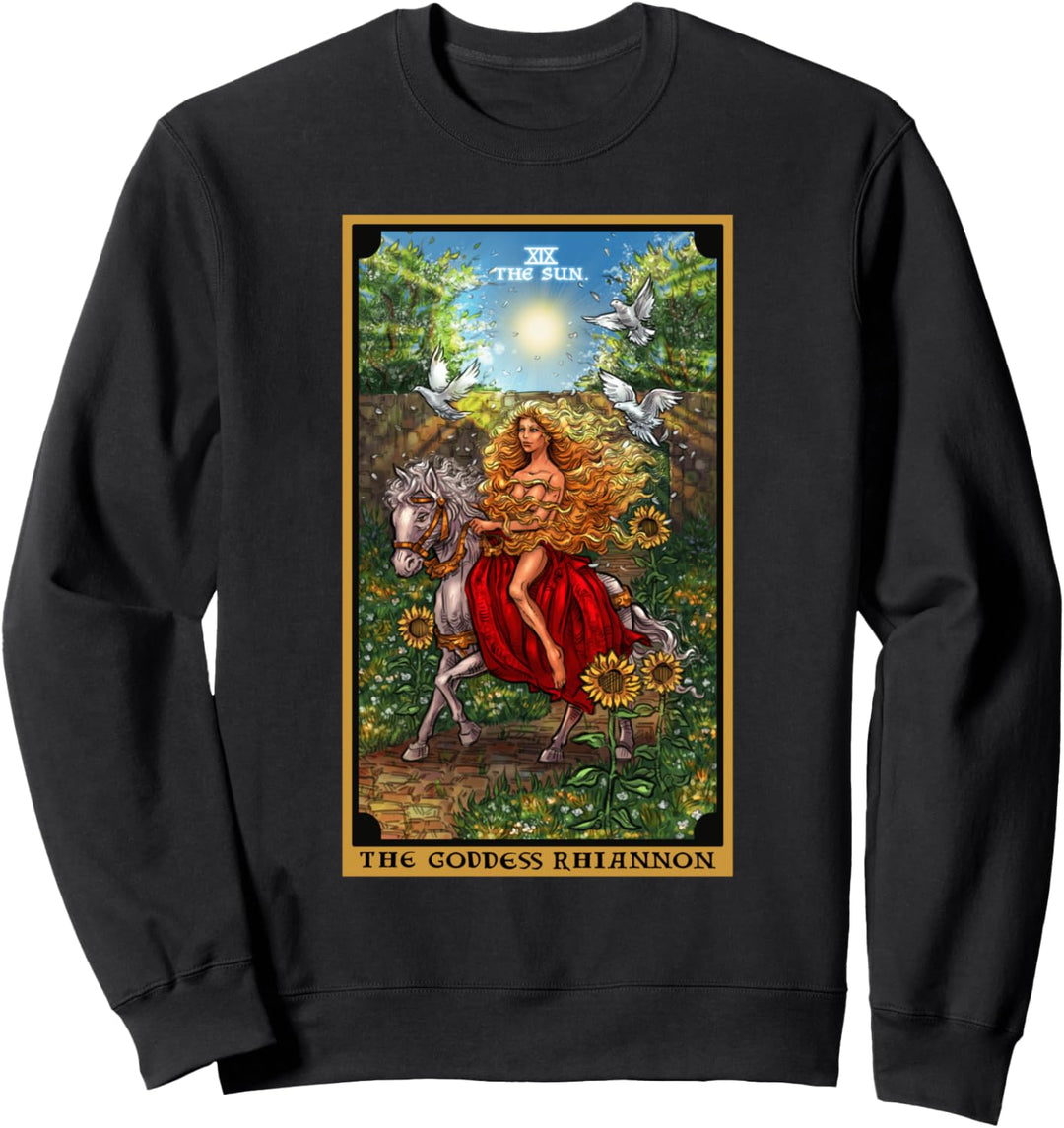 Tarotkarte mit der Göttin Rhiannon der Sonne, keltische heidnische Hexe Sweatshirt