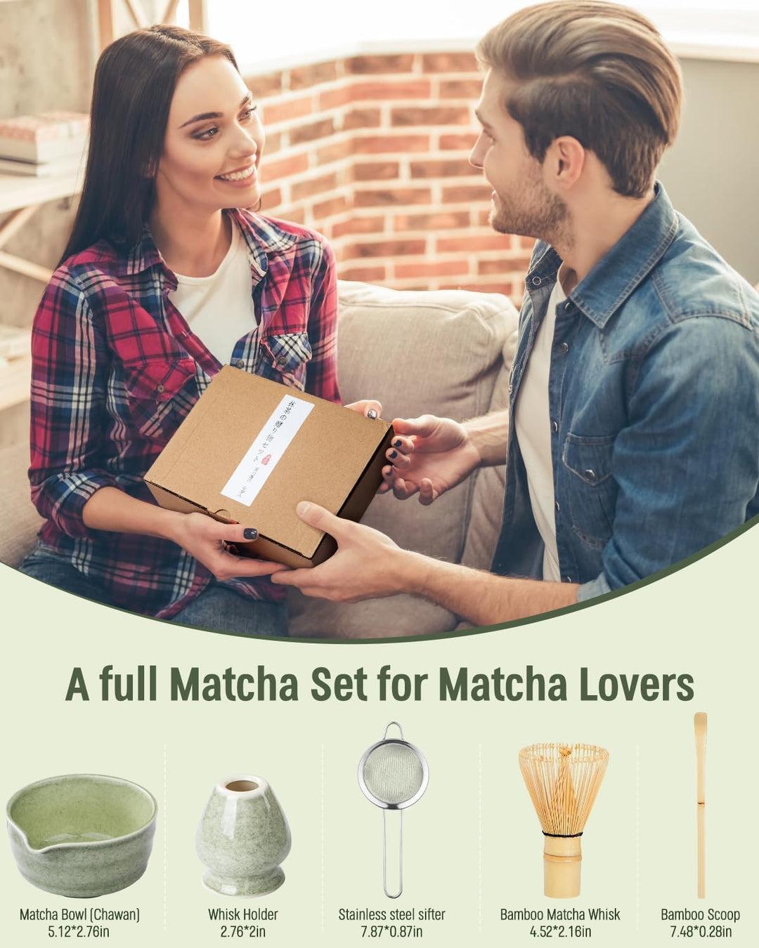 Matcha Besen Set, ThymeSpace Matcha Set für die Teezeremonie, 5 Stück traditionelles japanisches Mat