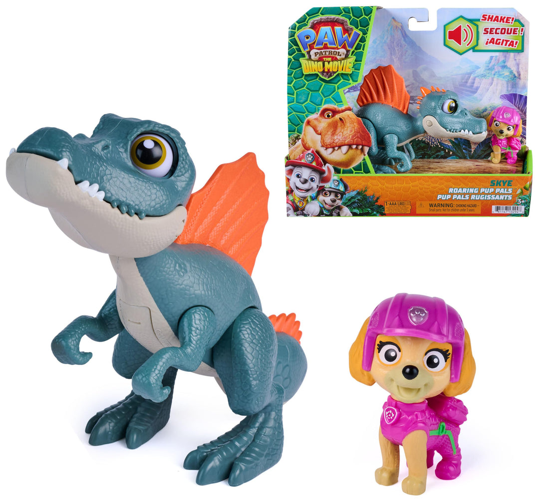 PAW PATROL: Der Dino Film, Roaring Pups, Skye &amp; Spinosaurus Dino-Figur, der durch Bewegung mit reali