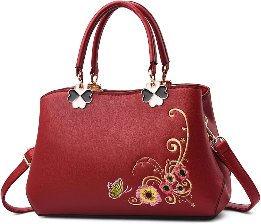 VARLIVOO Elegant Damen Handtaschen Stickerei Schultertaschen Frauen Umhängetasche Taschen Reisen Sho