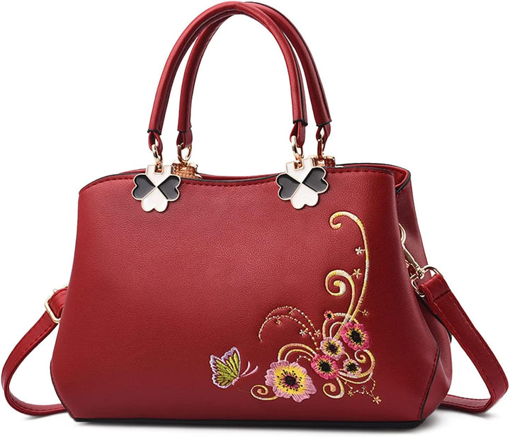 VARLIVOO Elegant Damen Handtaschen Stickerei Schultertaschen Frauen Umhängetasche Taschen Reisen Sho