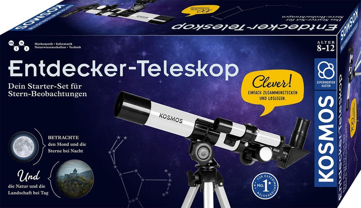 Kosmos 676889 Entdecker-Teleskop, Starter-Set für Einsteiger und Kinder ab 8 Jahre, 2 Okulare für 20