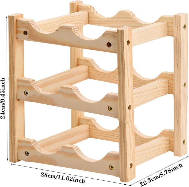 Holz Weinregal, 3 Etagen 6 Flaschen Wein Flaschenregal Aufbewahrungy Halter, Wein Flaschenhalter, We