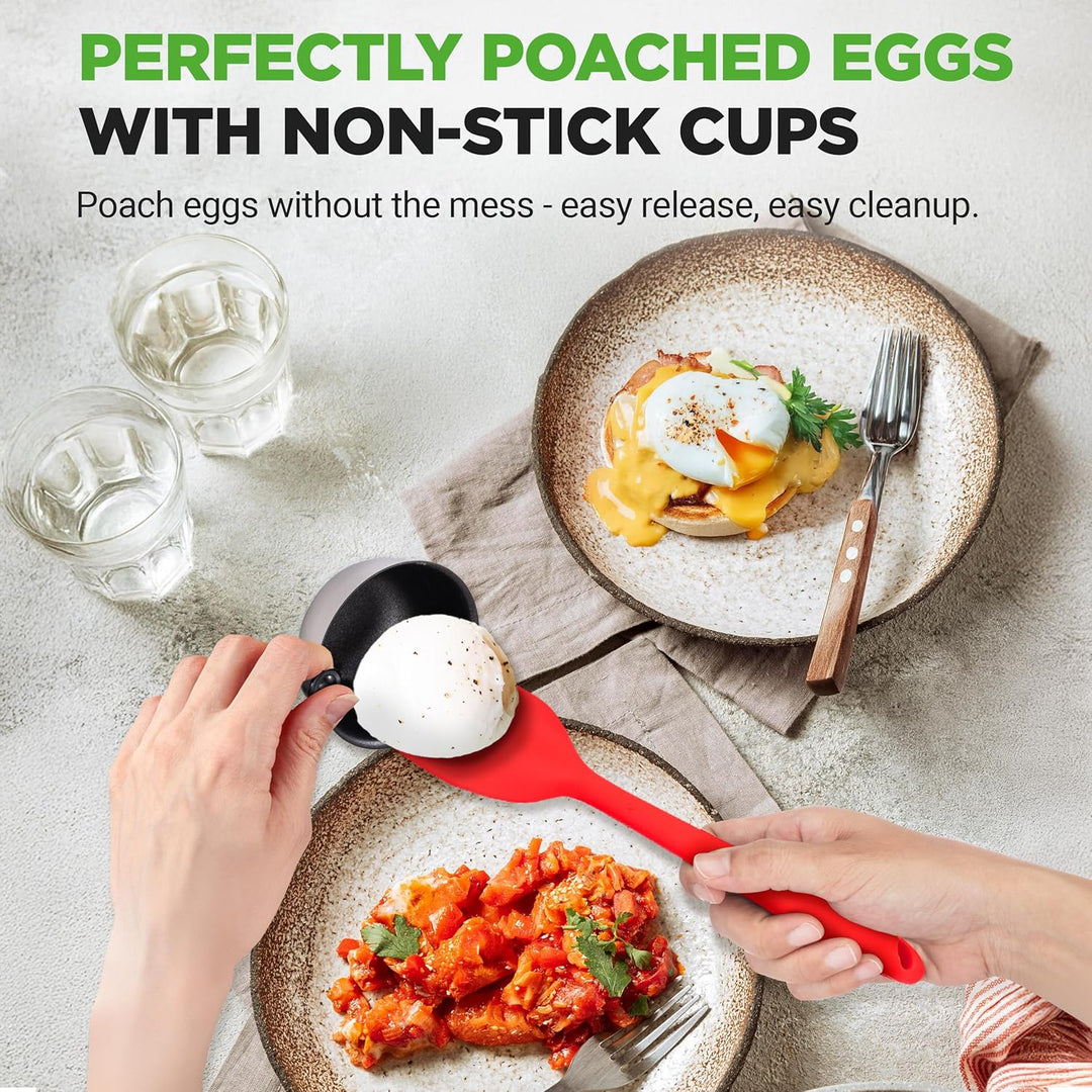 NutriChef Eier Pochierer Edelstahl 20 cm– Eierkocher Für 4 Eier, Pochierte Eier Form, Induktionsgeei