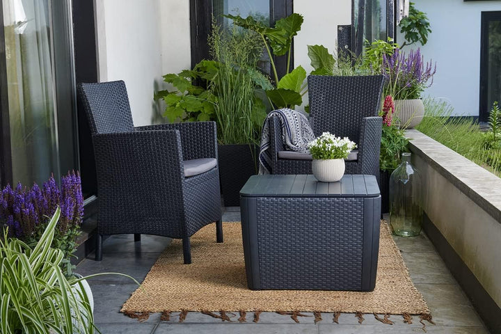 Allibert by Keter Gartentisch Luzon Plus flat wicker, graphit, Deckel abnehmbar, mit Stauraum, Kunst
