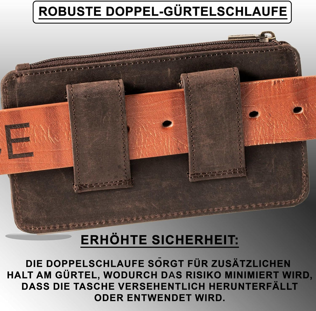 MATADOR Echt Leder Universal Handy-Tasche Holster Gürteltasche Magnetverschluss Quer für Handys bis
