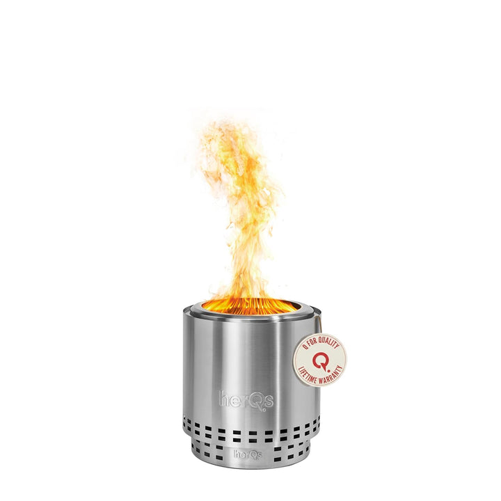 herQs Cozy Feuerschale Rauchfrei – Tragbarer Feuerschale Edelstahl für Garten, Camping & Terrasse –