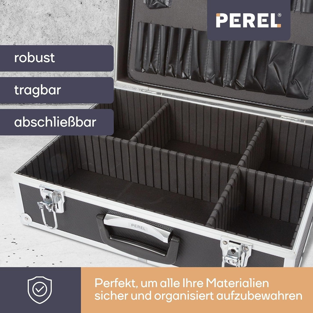 PEREL - 1819-N Aluminiumkoffer Werkzeugkoffer in Schwarz - 138953