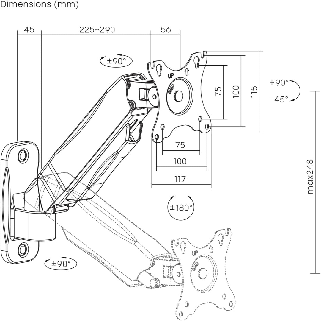 Maclean Monitor-Wandhalterung | Für 17-32" Flach- & Curved-Bildschirme bis 9 kg | VESA 75x75 & 100x1