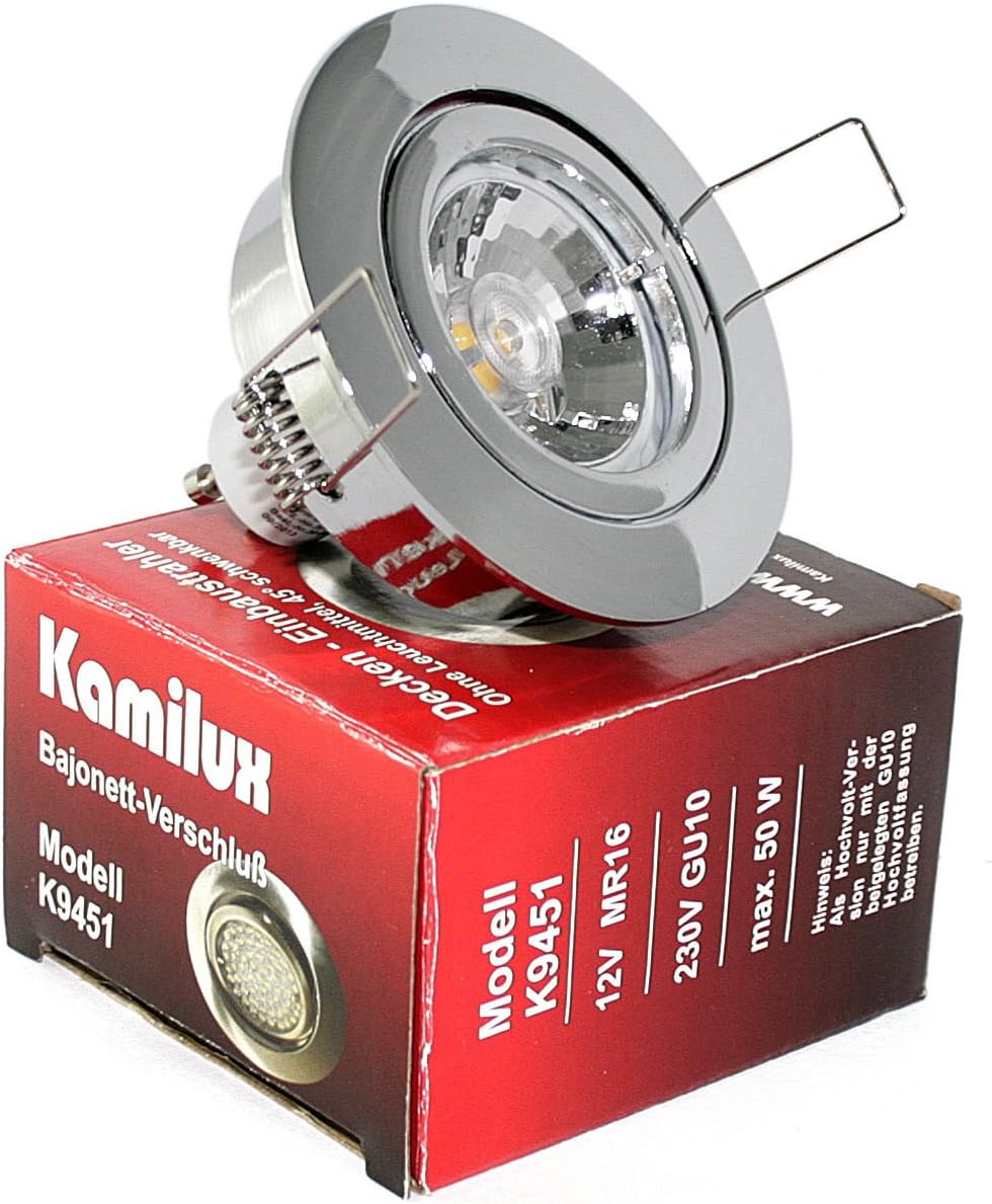 Kamilux 3er Set Einbaustrahler/Spot Bajo in chrom glänzend, Halogen oder LED geeignet, inkl. GU10 Fa