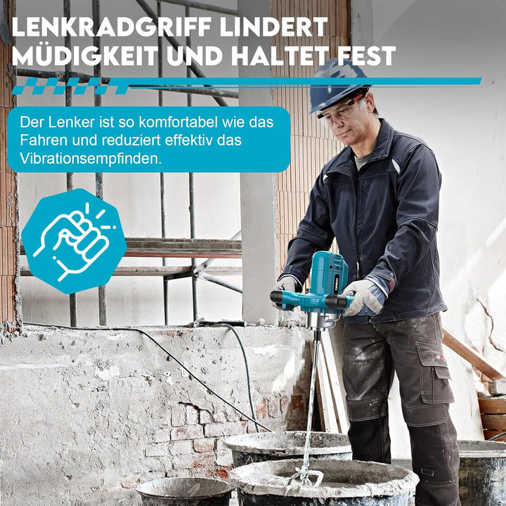 Akku Farbmörtelrührer Kompatibel mit Makita Batterie,Brushless 3200W Rührwerk Zementmischer, 6-Gang-