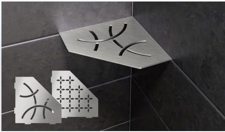 Schluter Systems Pentagon Eckregal E - gebogenes Design - Edelstahl gebürstet (SES2D6EB) - Kerdi-Lin
