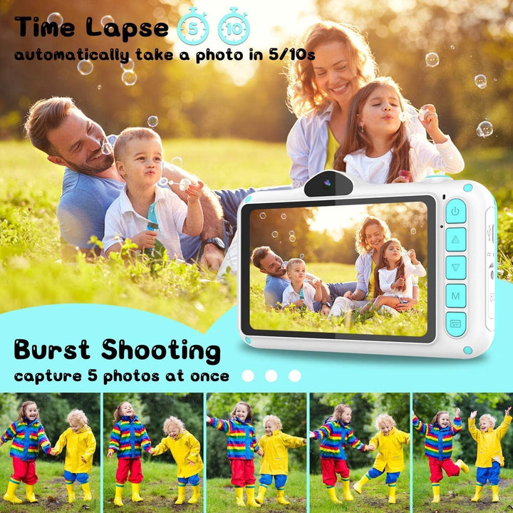 Kinderkamera,3,5-Zoll Grossbildschirm,Digitalkamera Kinder Fotoapparat mit 32GB-Karte,1080P HD 12MP,