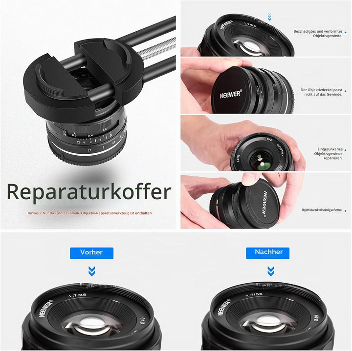 NEEWER Kameraobjektiv Schraubstock Reparaturwerkzeug für Objektive Filter | Verstellbereich des Ring