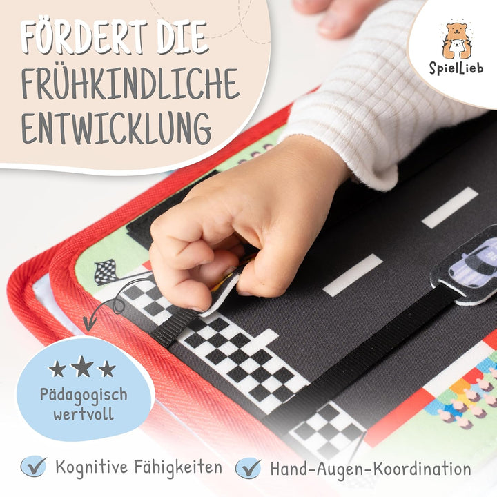 Montessori Quiet Book ab 1 Jahr - interaktives Busy Board ab 1 Jahr mit Fahrzeugen - Quiet Book & Mo