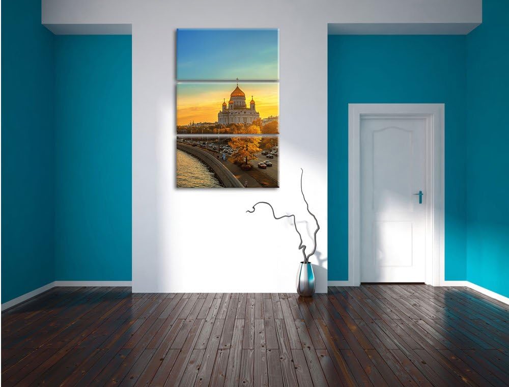 Pixxprint Sonnenuntergang in Moskau als Leinwandbild/Grösse: 3 Teilig (120x80) cm/Wandbild/Kunstdruc