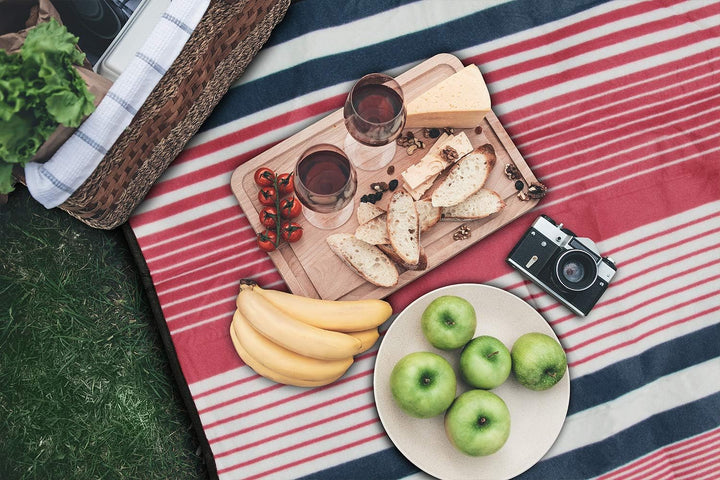 Urhome Picknickdecke 200 x 200 cm in Rot/Blau | Wärmeisoliert und wasserdicht | Fleece und praktisch