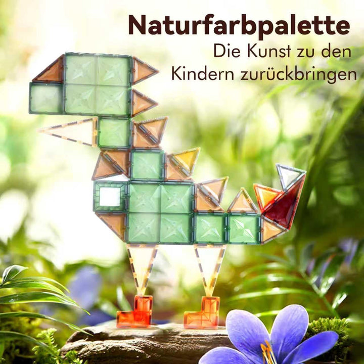100 Magnetische Bausteine mit 2 Autos, STEM-Bauspielzeug, Kinderspiel zum Zusammenbauen, Lernspielze
