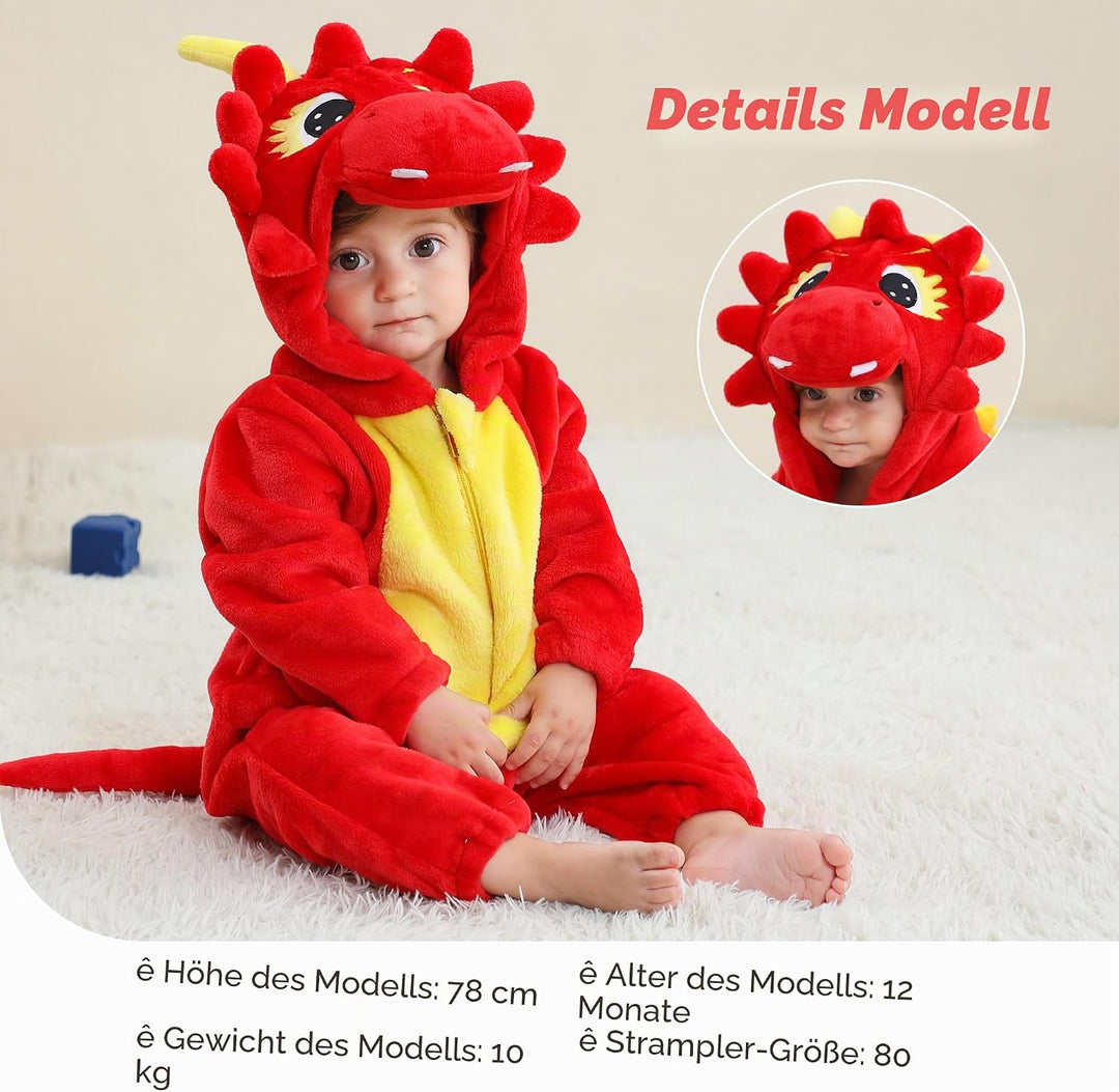 Unisex Winter-Overall mit Kapuze für Babys 2-36 Monate 2-5 Monate Drache, 2-5 Monate Drache