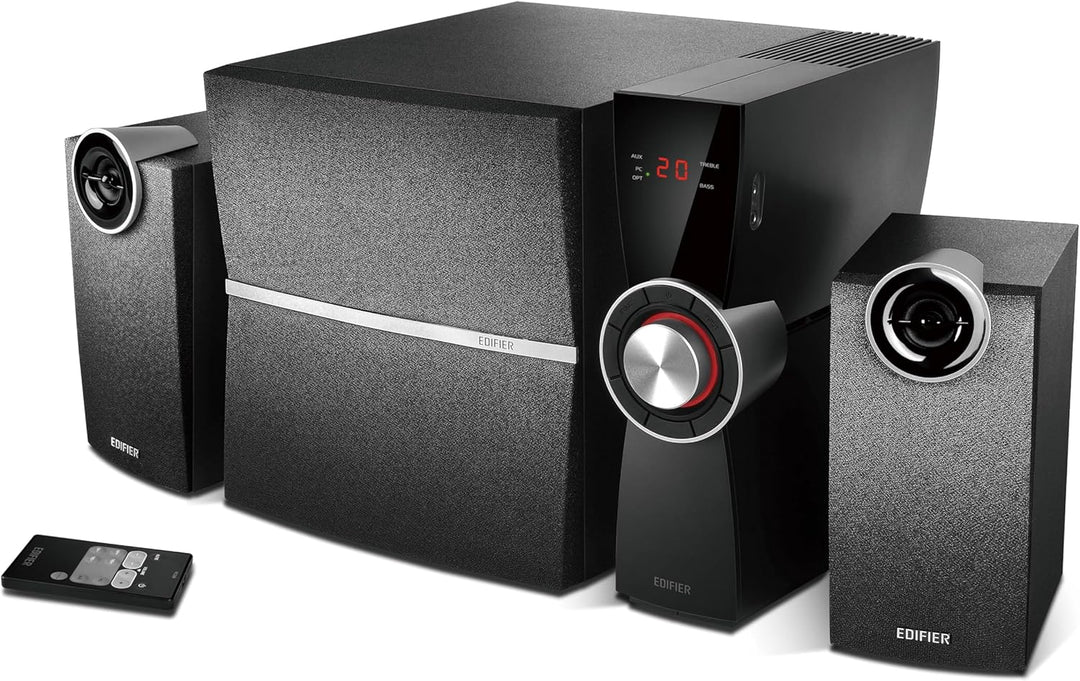 EDIFIER C2XD 2.1 Lautsprechersystem (53 Watt) mit Infrarot-Fernbedienung und optischem Eingang, C2XD