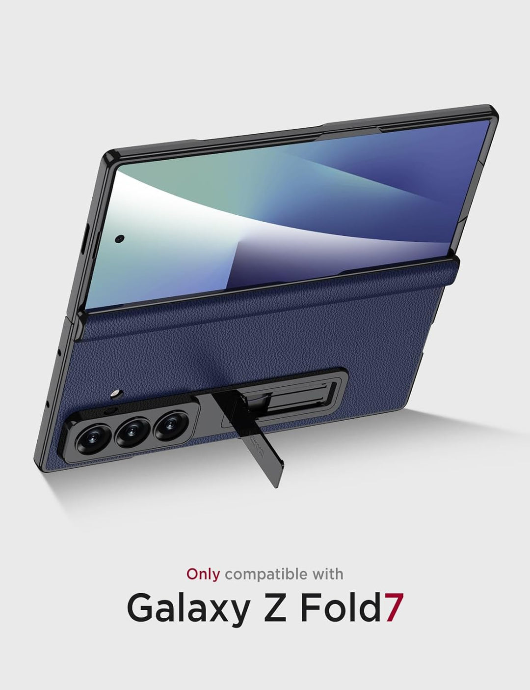 Miimall Lederhülle Kompatibel mit Samsung Galaxy Z Fold 7 Hülle mit Displayschutz+Scharnierschutz, S