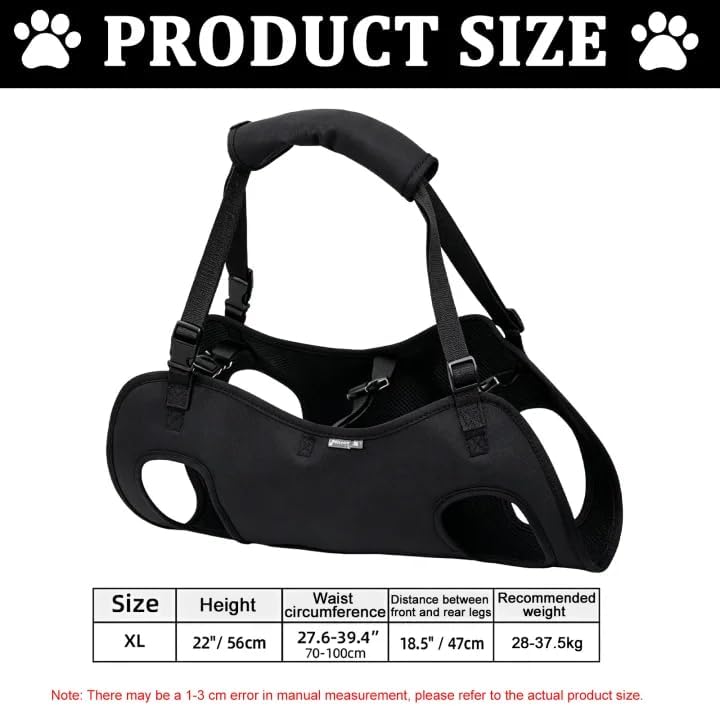 Hunde Tragehilfe: XL Hundehebegeschirr mit Abnehmbaren Schultergurten und Verstellbarem Kordelzug, T