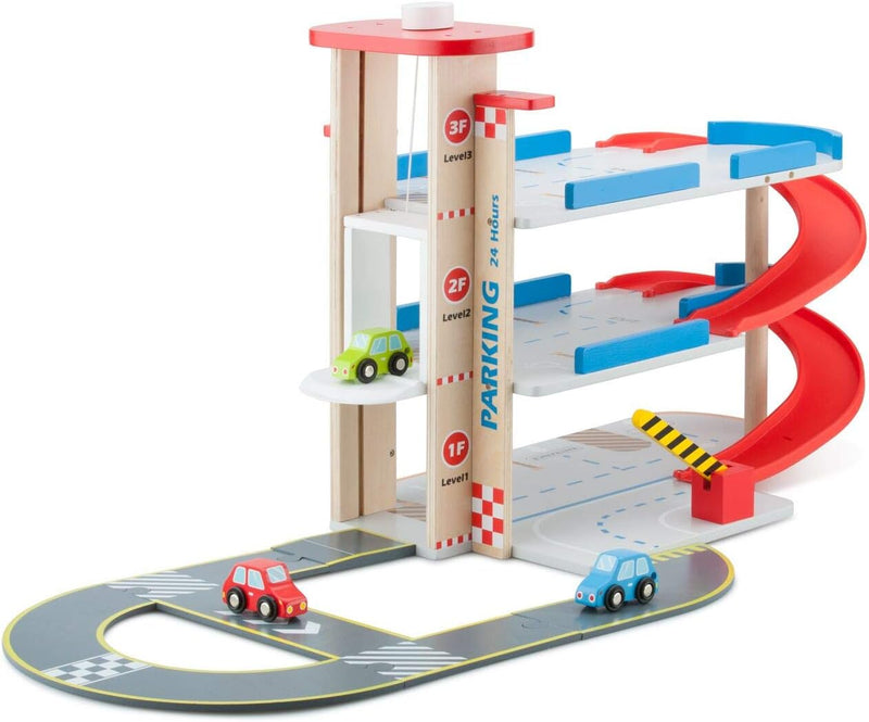 New Classic Toys - 11040 - Parkgarage mit Autobahn und 3 Autos Parkhaus Set, Parkhaus Set