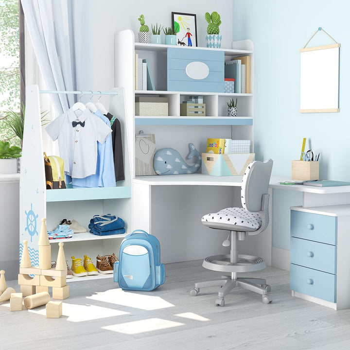 Relaxdays Kleiderständer Kinder, HxBxT: 120 x 60 x 40 cm, Kleiderstange, 3 Fächer, Garderobe Kinderz