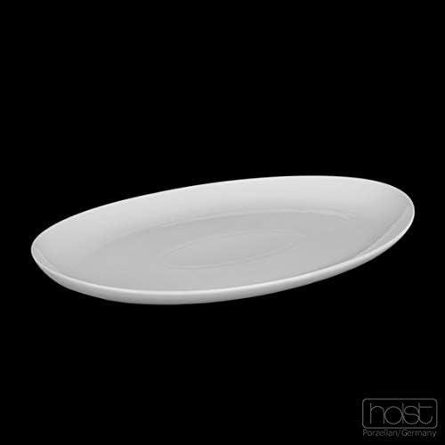 Holst Porzellan OS 035 PACK 2, 2-tlg. Porzellan Spargelplatte oval 35 x 25 cm hoher Rand für zwei Pe