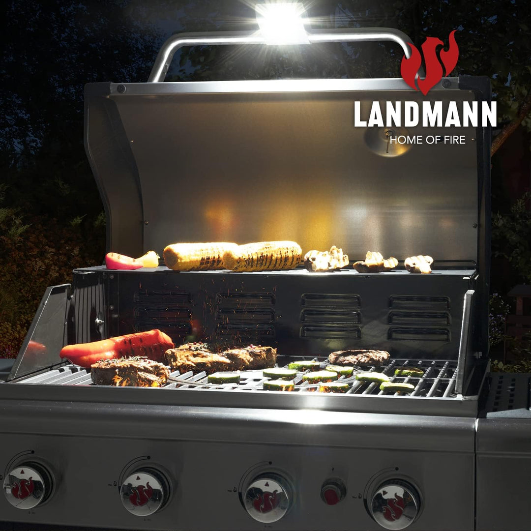 LANDMANN | Magnetische Grilllampe | Stromsparende LED-Technologie | Einfach & schnell angebracht | A