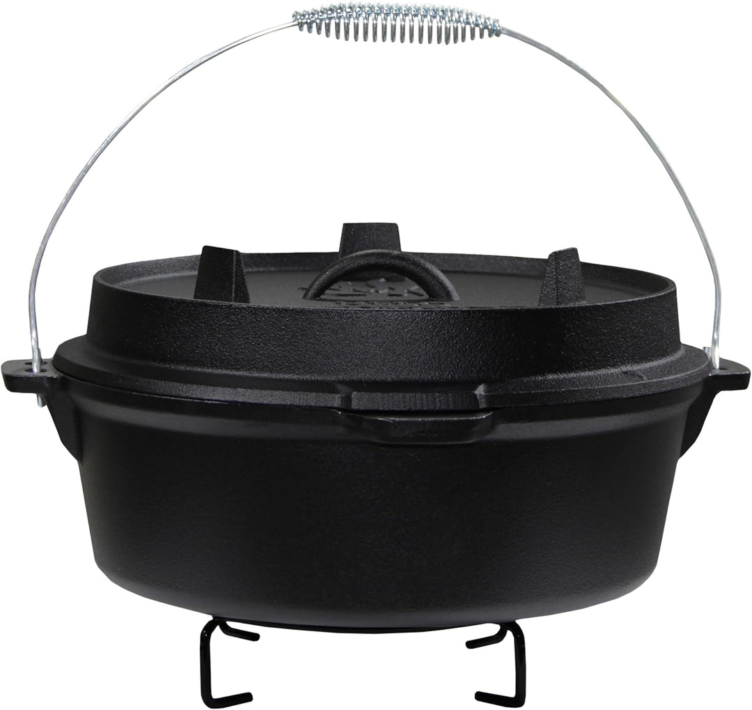 Dutch Oven Set Gusseisen 1,8L-13,6L – Feuertopf mit Deckelheber, Schmortopf mit & ohne Füsse, Schlit