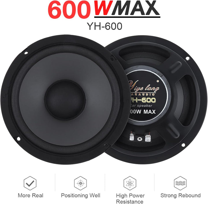 Shkalacar 1 Paar 6,5 Zoll Auto Stereo Lautsprecher, 600W HiFi Lautsprecher mit 2 Wege Lautsprecher,