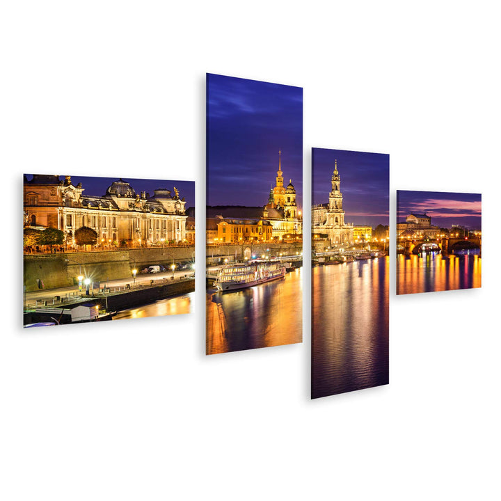 Bild Bilder auf Leinwand Dresden Deutschland innerstädtische Skyline an der Elbe Wandbild Poster Lei