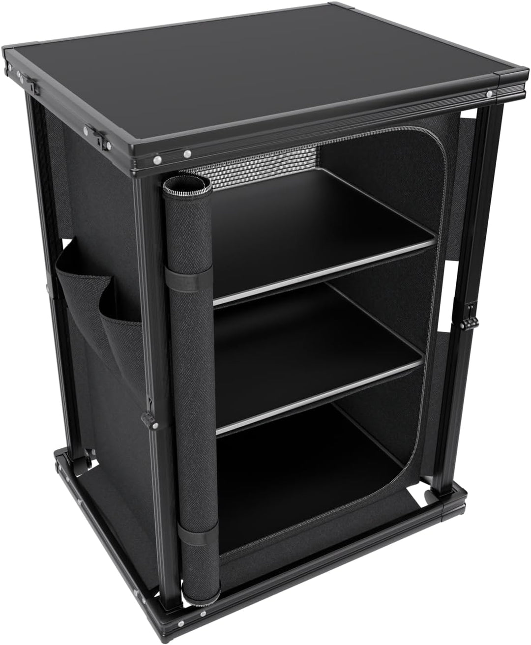 24MOVE® Campingküche faltbar, höhenverstellbarer Campingschrank Alu Reiseküche mit Arbeitsplatte und