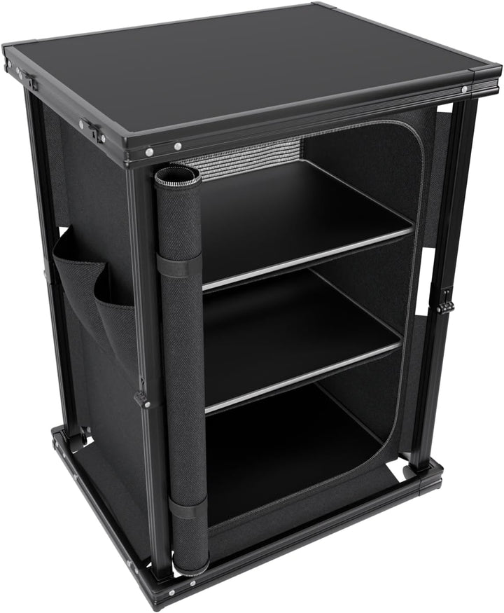 24MOVE® Campingküche faltbar, höhenverstellbarer Campingschrank Alu Reiseküche mit Arbeitsplatte und