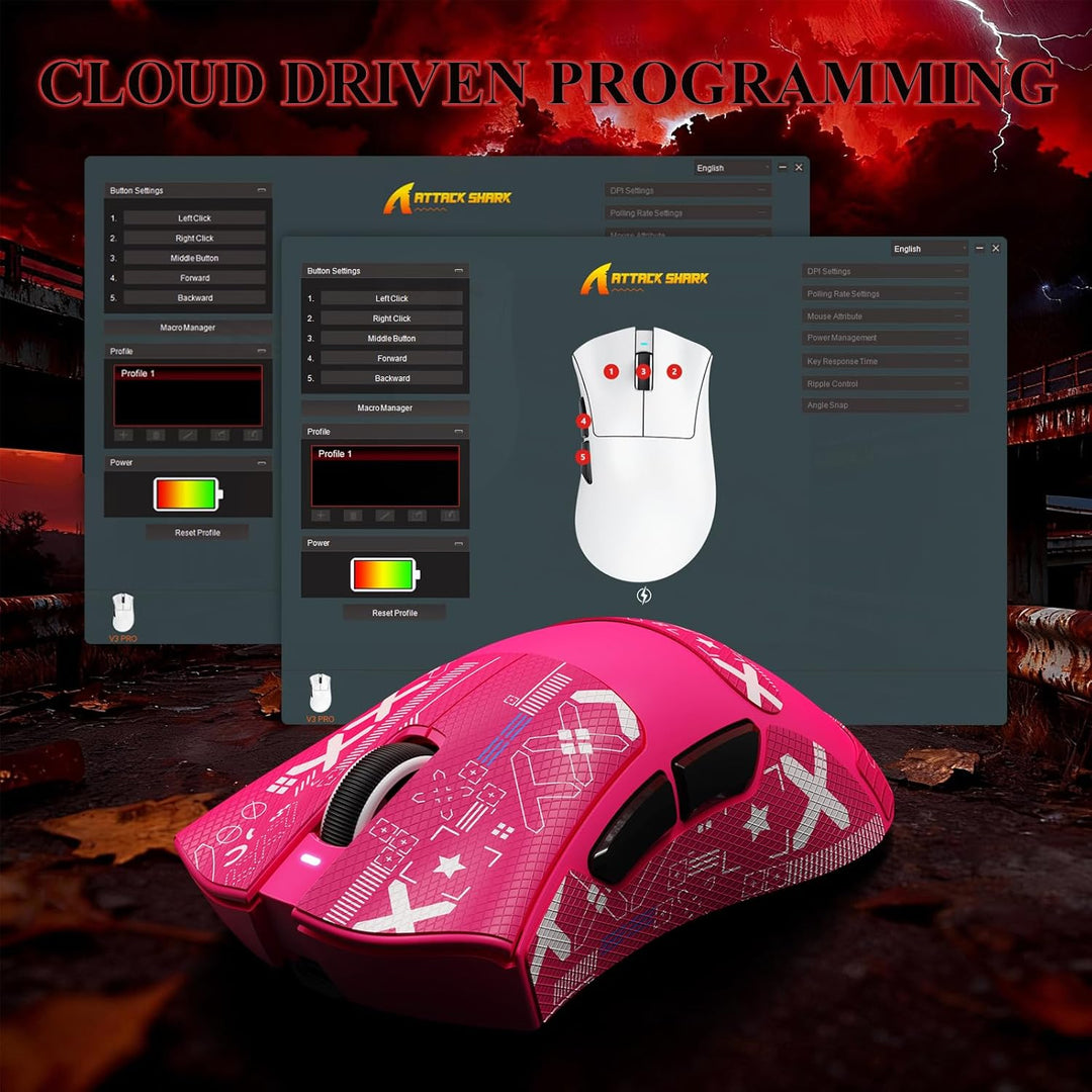 MAMBASNAKE x Attack Shark V3PRO Kabellose Gaming-Maus mit Magnetischer Ladestation, PAW3311-Sensor,