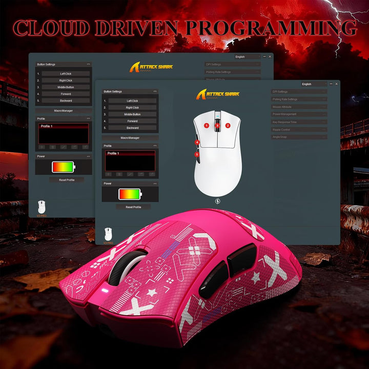 MAMBASNAKE x Attack Shark V3PRO Kabellose Gaming-Maus mit Magnetischer Ladestation, PAW3311-Sensor,